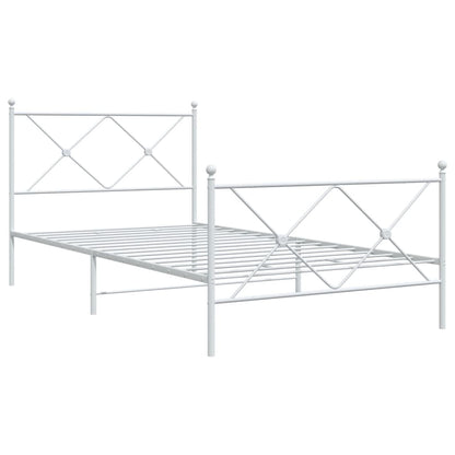 Giroletto con Testiera e Pediera Metallo Bianco 107x203 cm | homemem39