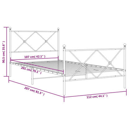 Giroletto con Testiera e Pediera Metallo Bianco 107x203 cm | homemem39