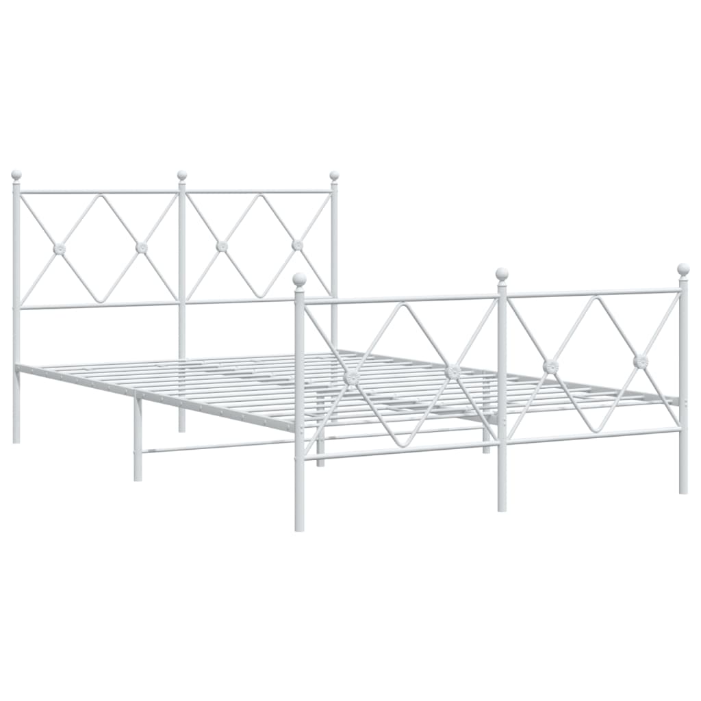 Giroletto con Testiera e Pediera Metallo Bianco 120x200 cm | homemem39