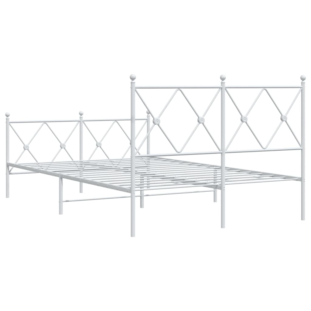 Giroletto con Testiera e Pediera Metallo Bianco 120x200 cm | homemem39