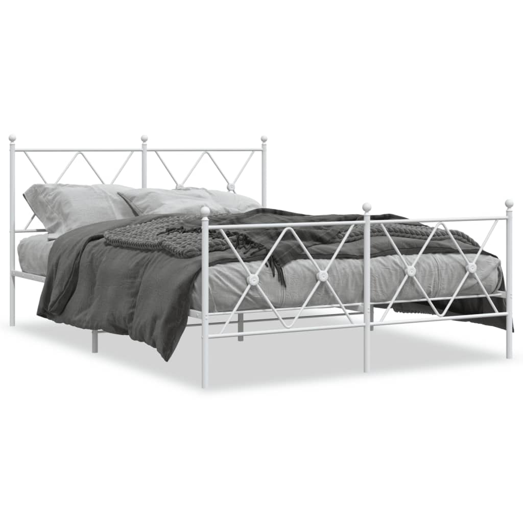 Giroletto con Testiera e Pediera Metallo Bianco 140x190 cm | homemem39