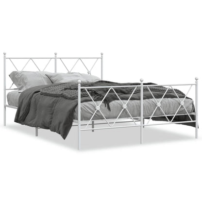 Giroletto con Testiera e Pediera Metallo Bianco 140x190 cm | homemem39