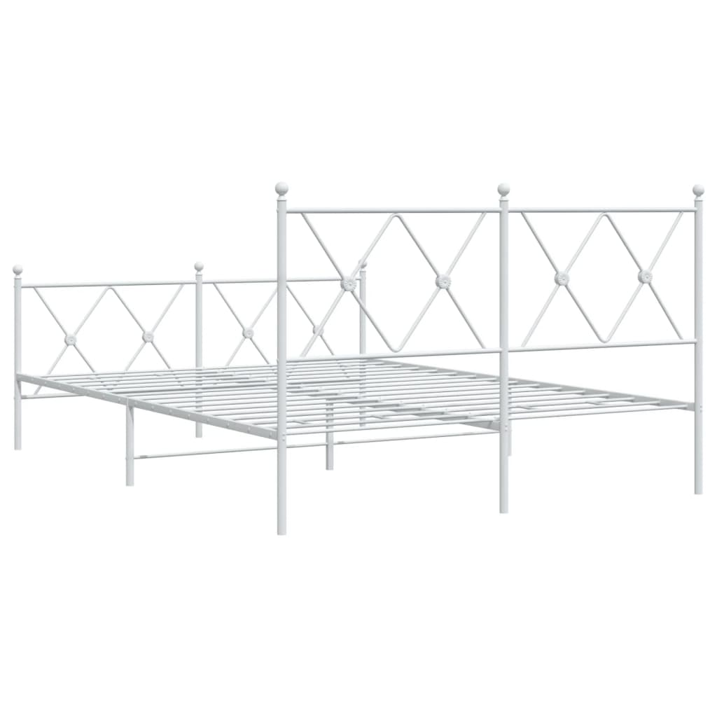 Giroletto con Testiera e Pediera Metallo Bianco 140x190 cm | homemem39