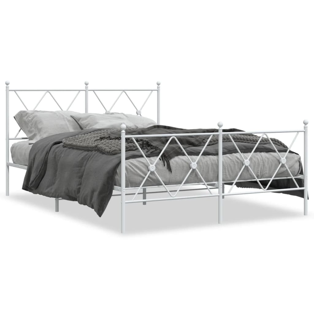 Giroletto con Testiera e Pediera Metallo Bianco 140x200 cm | homemem39