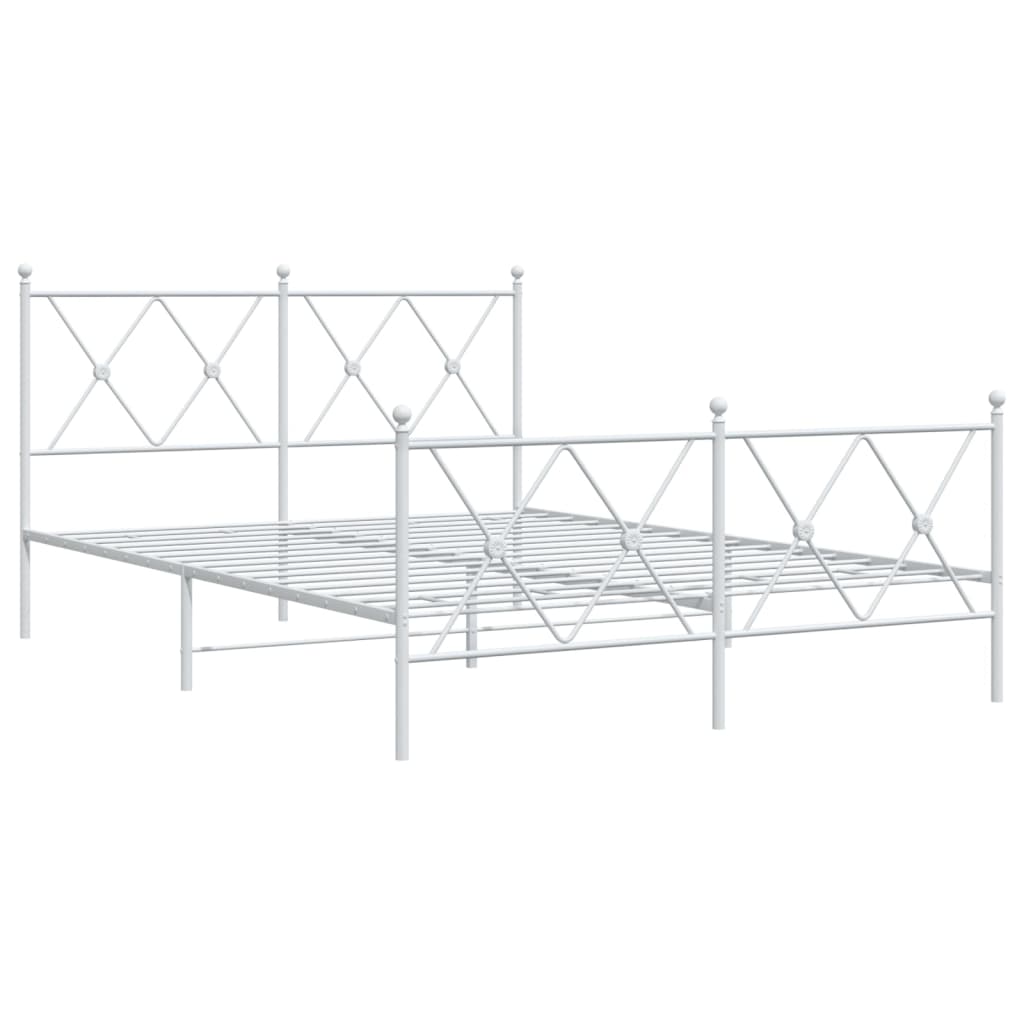 Giroletto con Testiera e Pediera Metallo Bianco 140x200 cm | homemem39