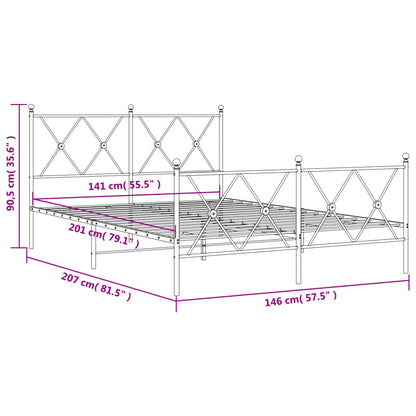 Giroletto con Testiera e Pediera Metallo Bianco 140x200 cm | homemem39