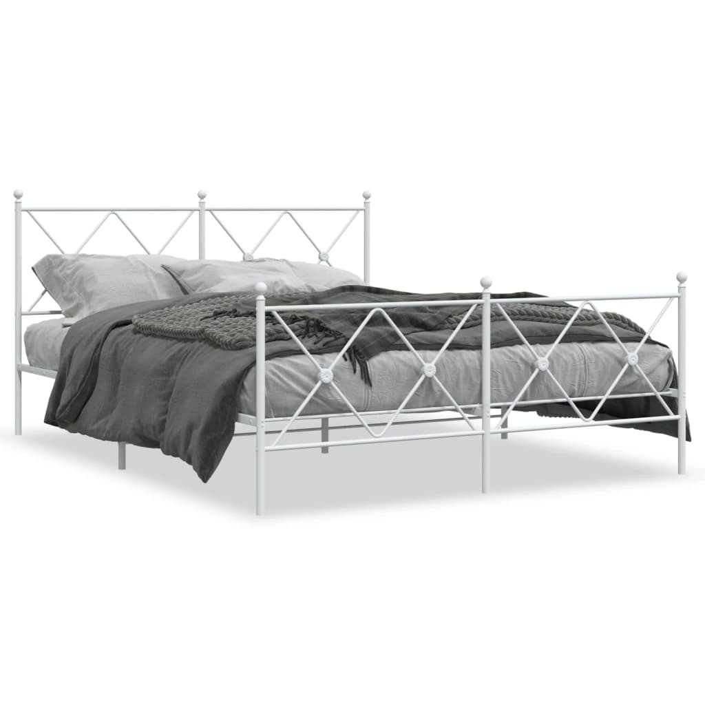 Giroletto con Testiera e Pediera Metallo Bianco 150x200 cm | homemem39