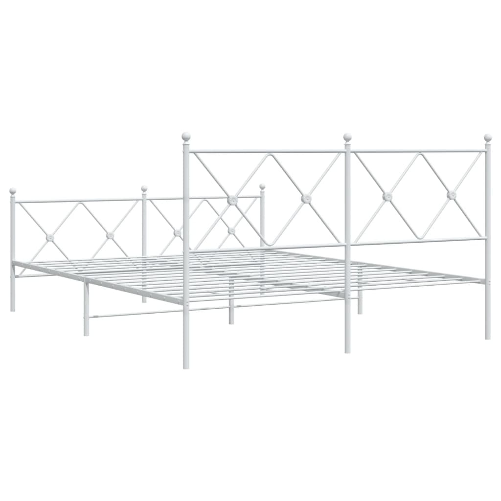 Giroletto con Testiera e Pediera Metallo Bianco 150x200 cm | homemem39