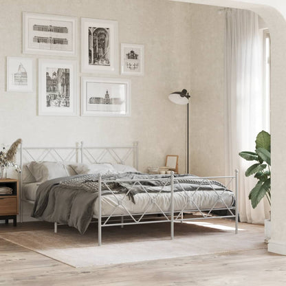 Giroletto con Testiera e Pediera Metallo Bianco 150x200 cm | homemem39