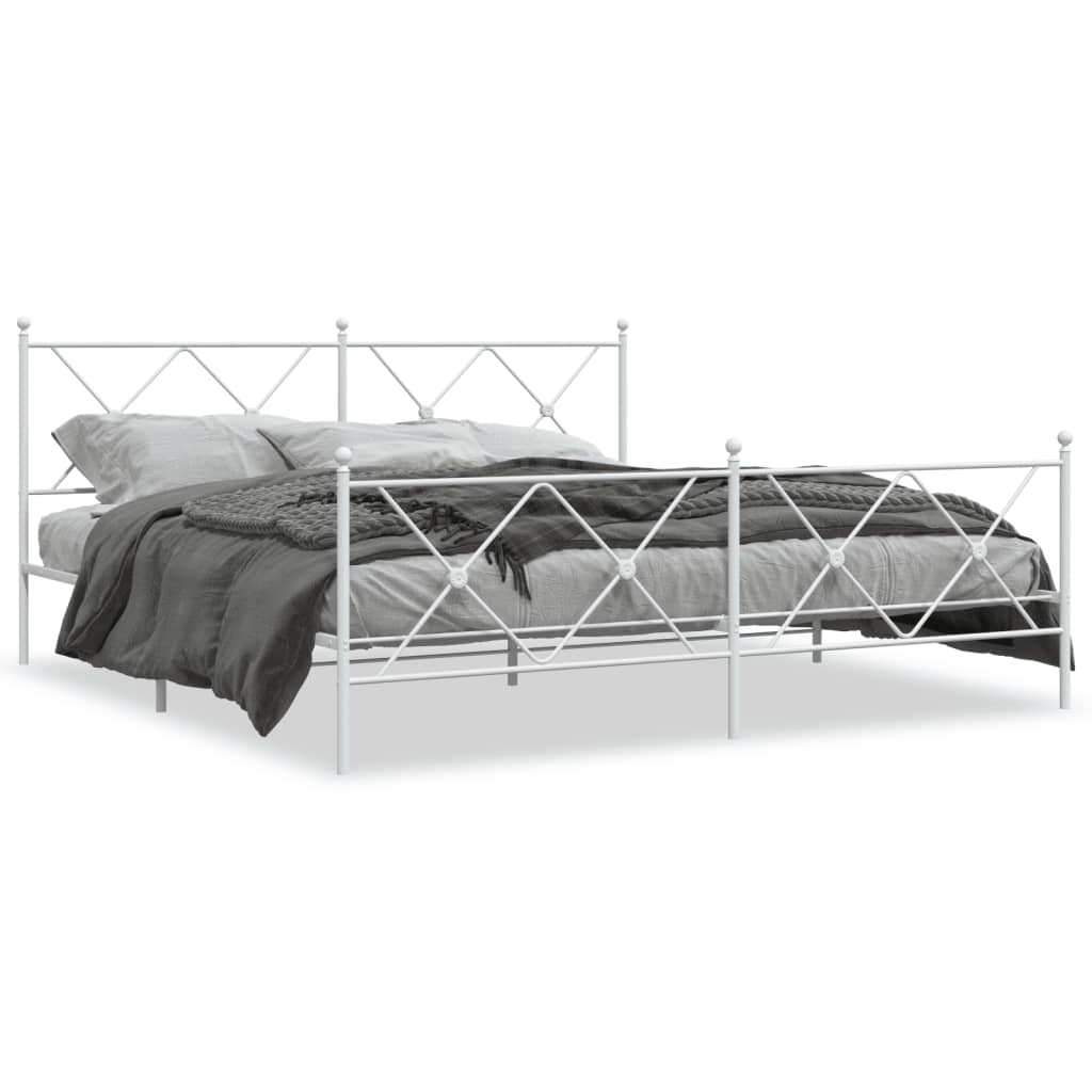 Giroletto con Testiera e Pediera Metallo Bianco 183x213 cm | homemem39