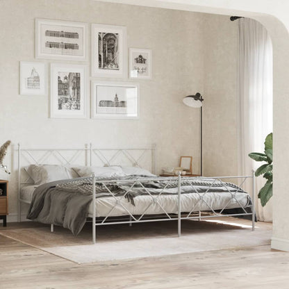 Giroletto con Testiera e Pediera Metallo Bianco 183x213 cm | homemem39