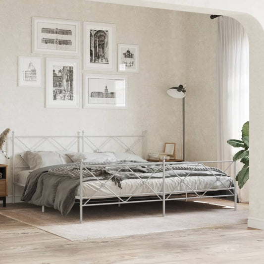 Giroletto con Testiera e Pediera Metallo Bianco 200x200 cm | homemem39
