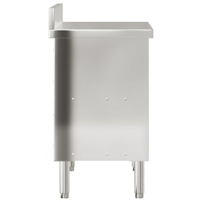 Tavolo da Lavoro per Cucina con Ante Scorrevoli in Acciaio Inox - homemem39