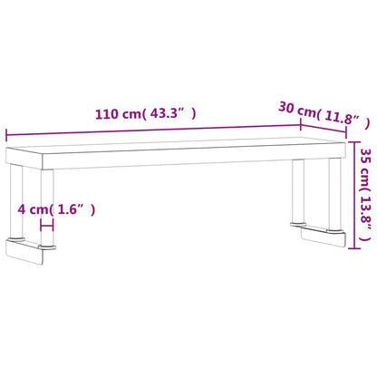 Ripiano per Tavolo da Lavoro 110x30x35 cm in Acciaio Inox