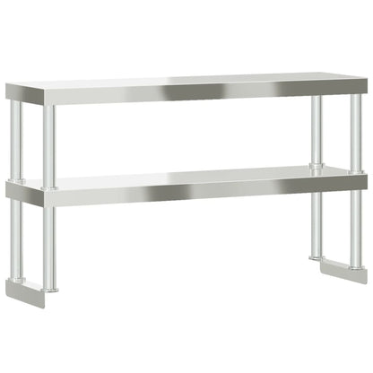 Ripiano per Tavolo da Lavoro 2 Piani 110x30x65 cm Acciaio Inox | homemem39