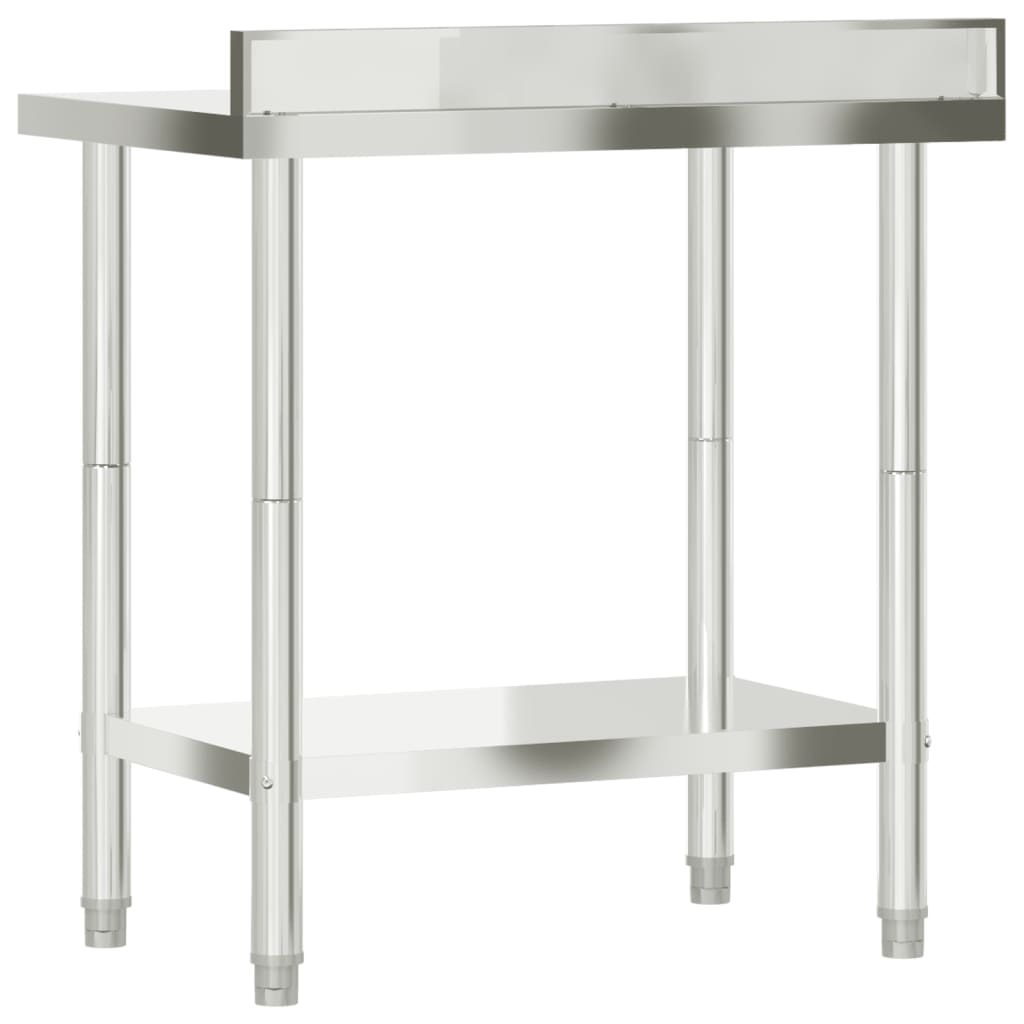 Tavolo Lavoro Cucina con Paraschizzi 82,5x55x93cm Acciaio Inox - homemem39