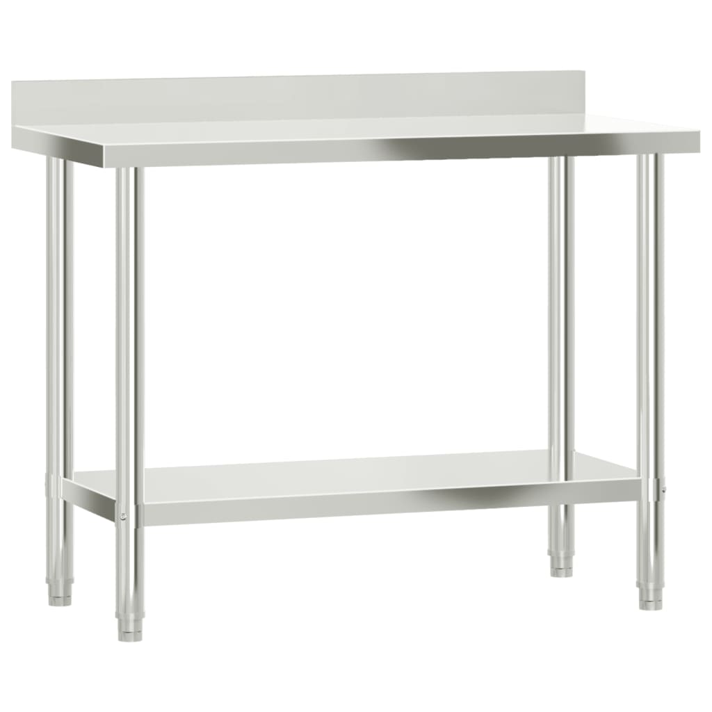 Tavolo Lavoro Cucina con Paraschizzi 110x55x93cm Acciaio Inox