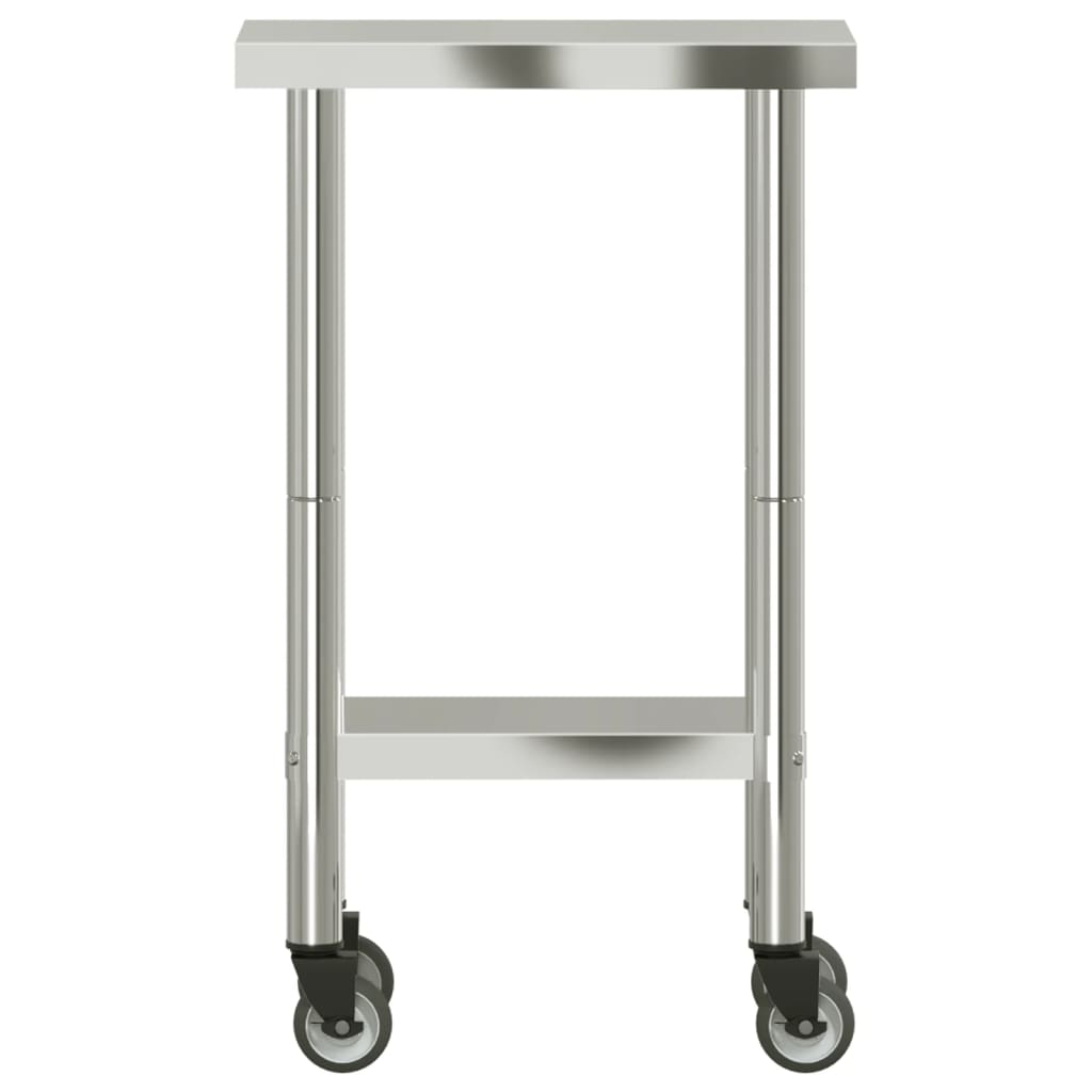 Tavolo da Lavoro Cucina con Ruote 55x30x85 cm in Acciaio Inox - homemem39