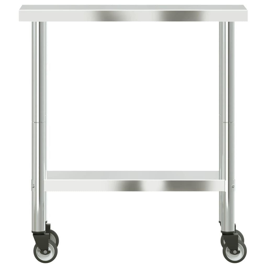 Tavolo da Lavoro Cucina con Ruote 82,5x30x85 cm in Acciaio Inox | homemem39
