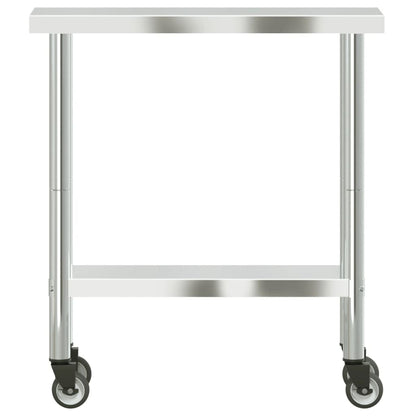 Tavolo da Lavoro Cucina con Ruote 82,5x30x85 cm in Acciaio Inox - homemem39