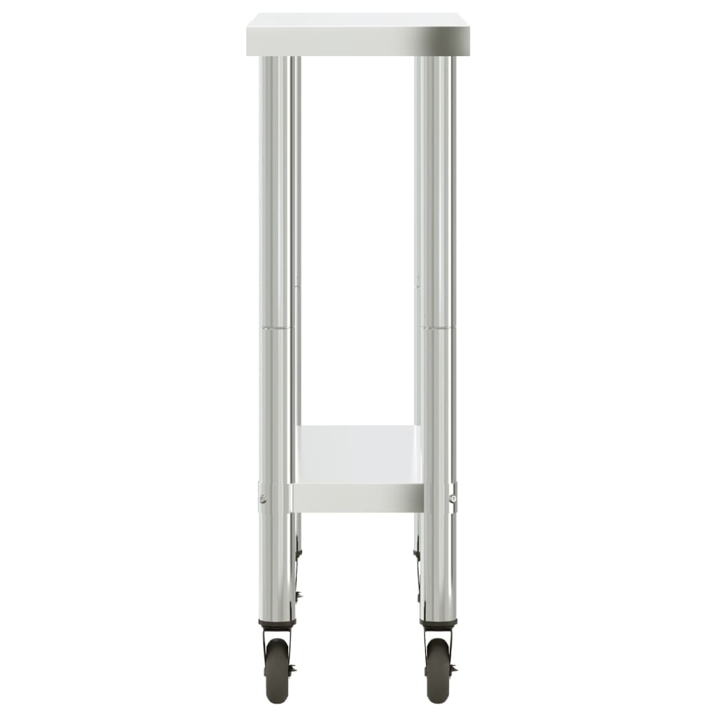 Tavolo da Lavoro Cucina con Ruote 82,5x30x85 cm in Acciaio Inox | homemem39