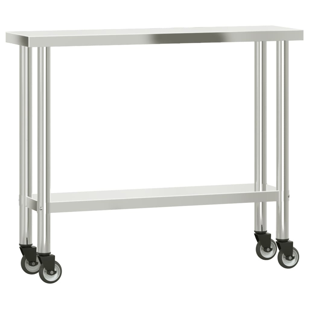 Tavolo da Lavoro Cucina con Ruote 110x30x85 cm in Acciaio Inox - homemem39