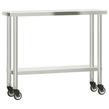 Tavolo da Lavoro Cucina con Ruote 110x30x85 cm in Acciaio Inox - homemem39