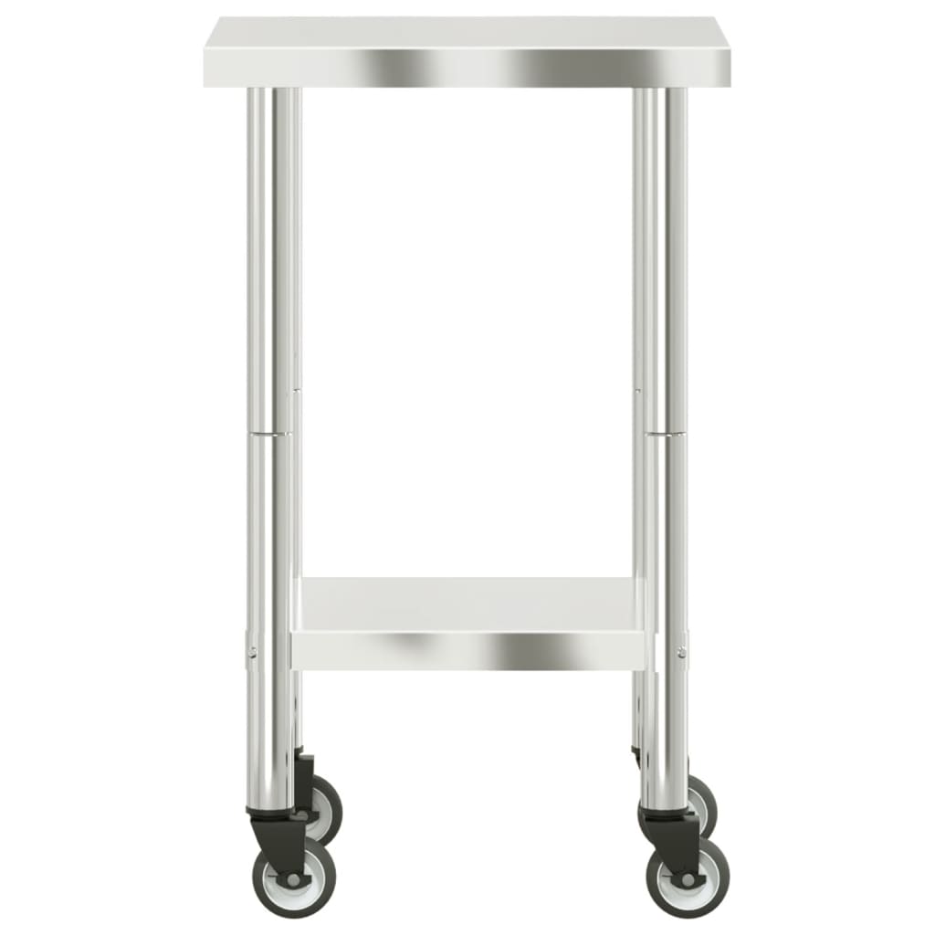 Tavolo da Lavoro Cucina con Ruote 55x55x85 cm in Acciaio Inox - homemem39