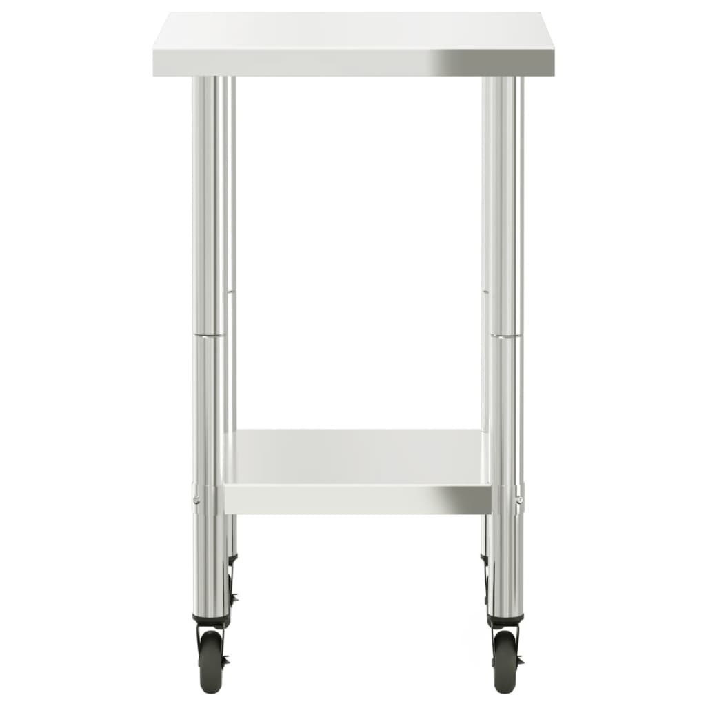 Tavolo da Lavoro Cucina con Ruote 55x55x85 cm in Acciaio Inox - homemem39