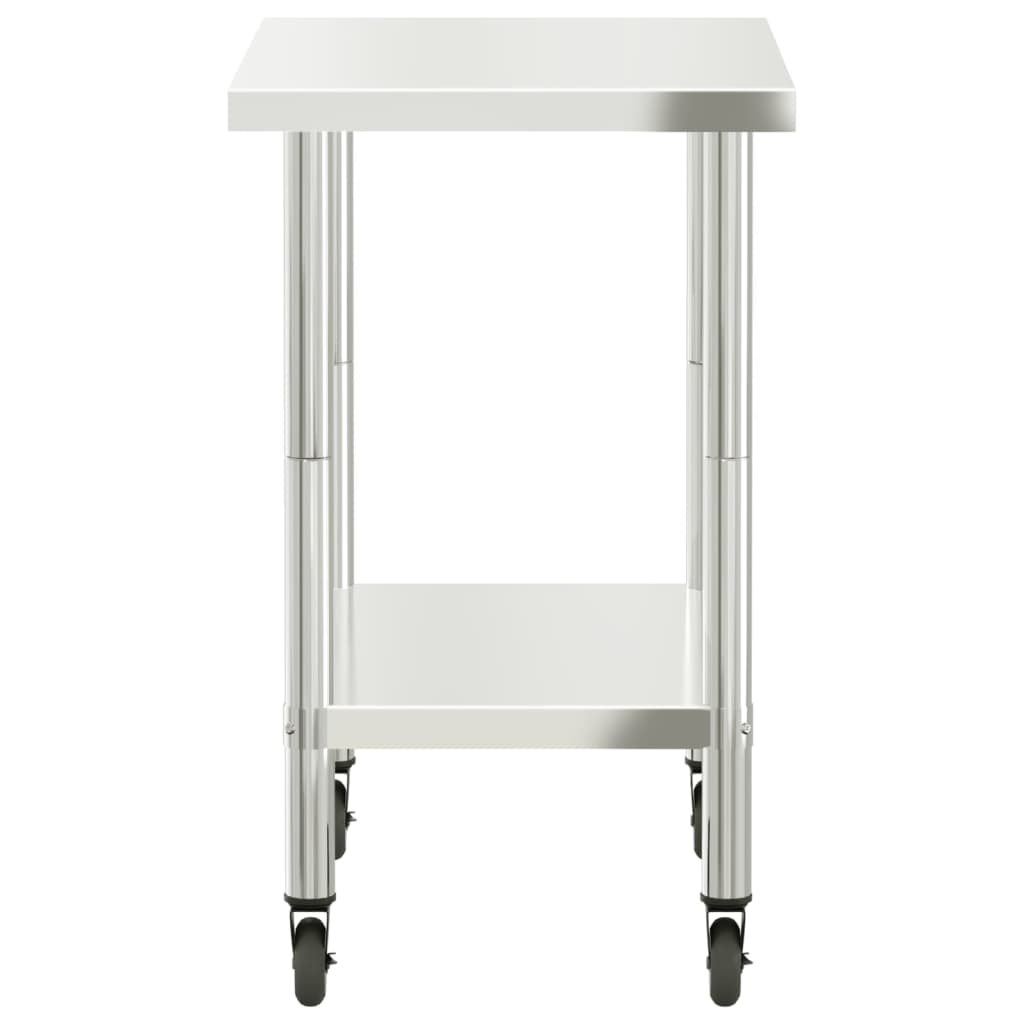Tavolo da Lavoro Cucina con Ruote 82,5x55x85 cm in Acciaio Inox - homemem39