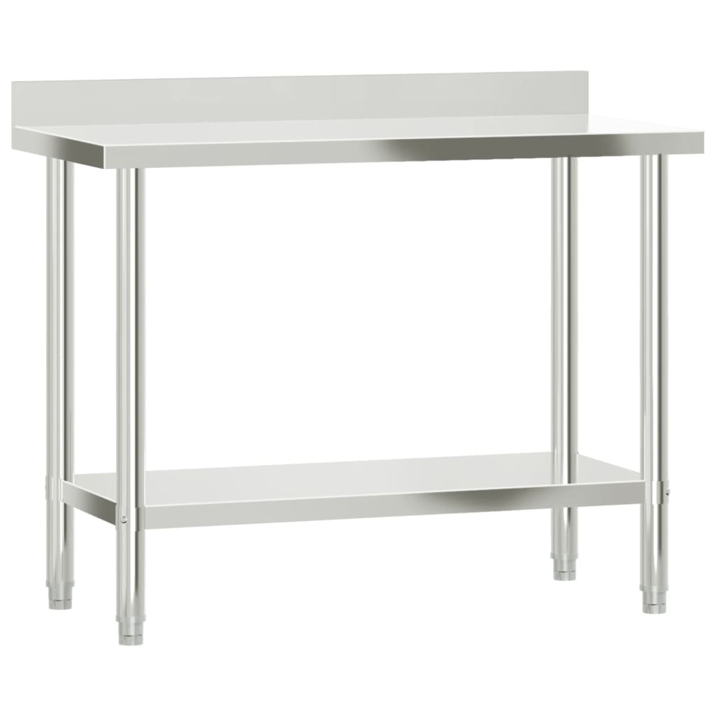 Tavolo Lavoro Cucina con Paraschizzi 110x55x93cm Acciaio Inox | homemem39