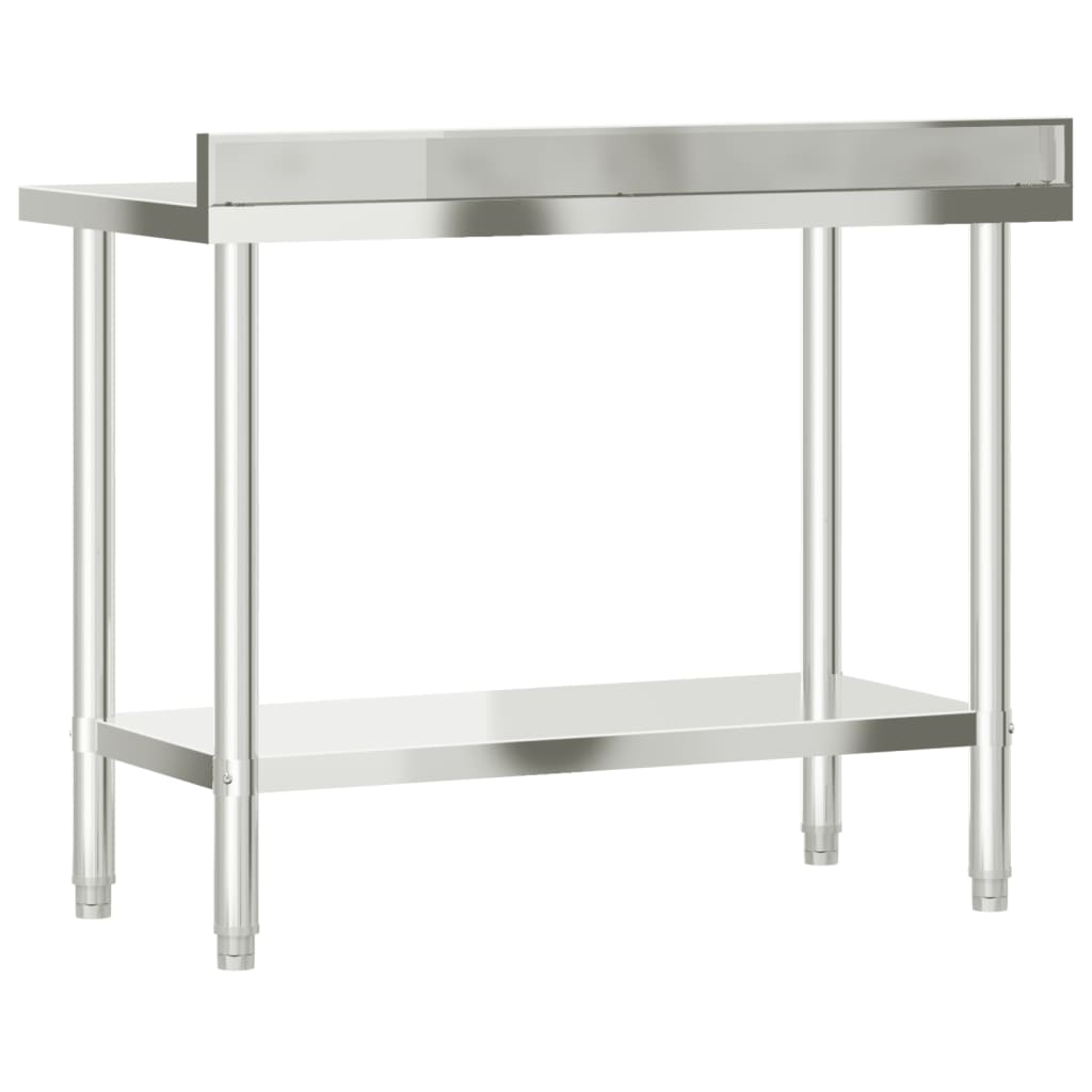 Tavolo Lavoro Cucina con Paraschizzi 110x55x93cm Acciaio Inox | homemem39