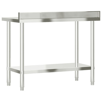 Tavolo Lavoro Cucina con Paraschizzi 110x55x93cm Acciaio Inox - homemem39