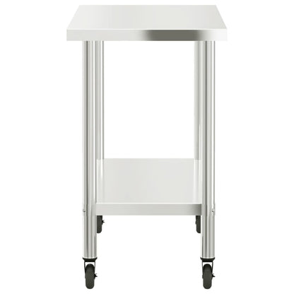 Tavolo da Lavoro Cucina con Ruote 110x55x85 cm in Acciaio Inox | homemem39