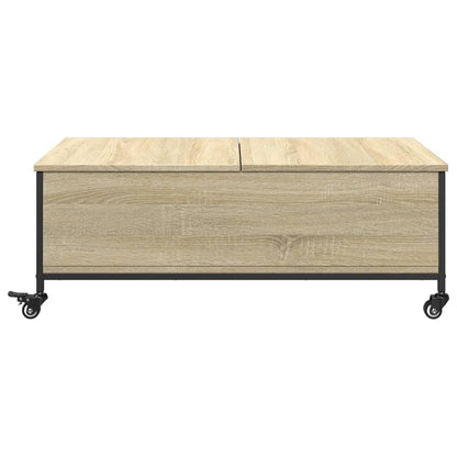 Tavolino con Ruote Rovere Sonoma 91x55x34 cm Legno Multistrato | homemem39