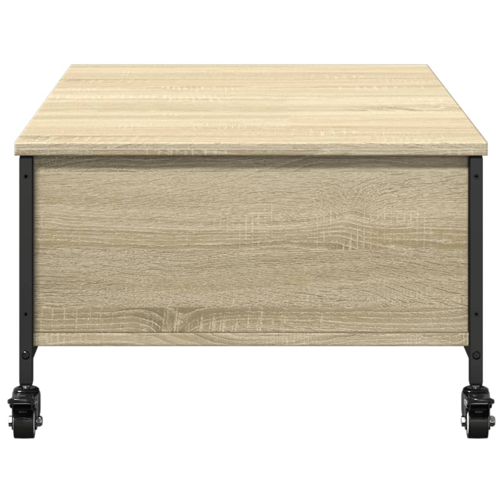Tavolino con Ruote Rovere Sonoma 91x55x34 cm Legno Multistrato