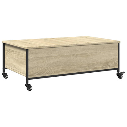 Tavolino con Ruote Rovere Sonoma 91x55x34 cm Legno Multistrato