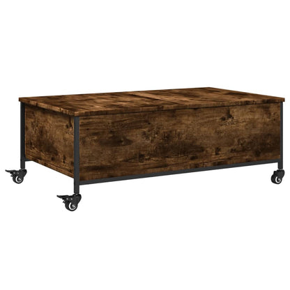 Tavolino con Ruote Rovere Fumo 91x55x34 cm in Legno Multistrato | homemem39
