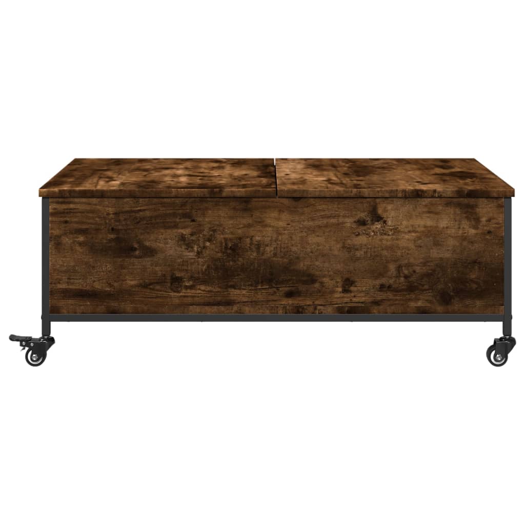 Tavolino con Ruote Rovere Fumo 91x55x34 cm in Legno Multistrato | homemem39