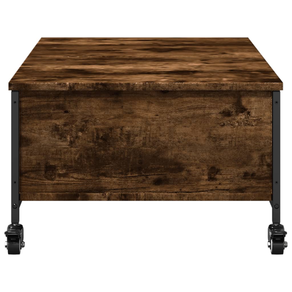 Tavolino con Ruote Rovere Fumo 91x55x34 cm in Legno Multistrato | homemem39
