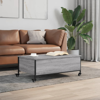 Tavolino con Ruote Grigio Sonoma 91x55x34 cm Legno Multistrato | homemem39