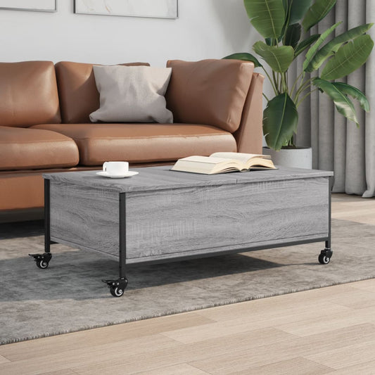 Tavolino con Ruote Grigio Sonoma 91x55x34 cm Legno Multistrato | homemem39
