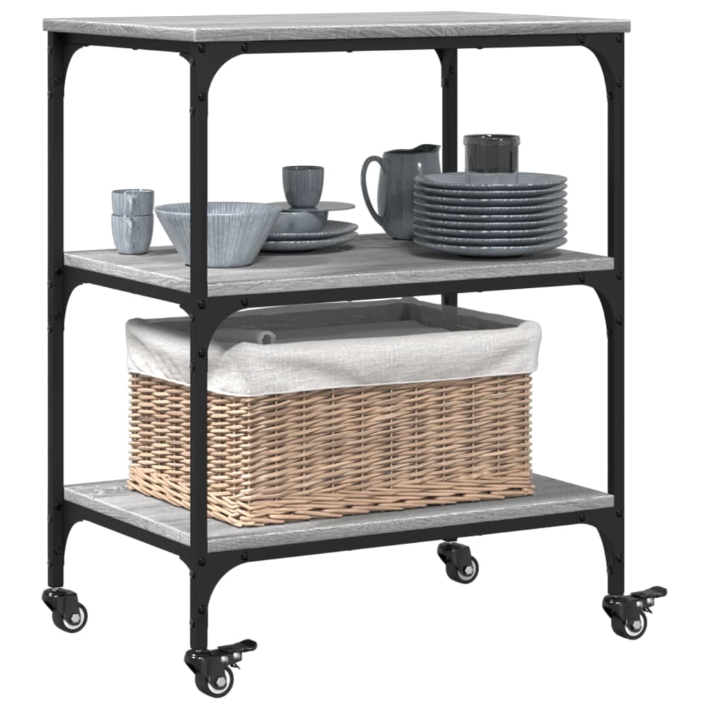 Carrello da Cucina Grigio Sonoma 60x41x76 cm Legno Multistrato - homemem39