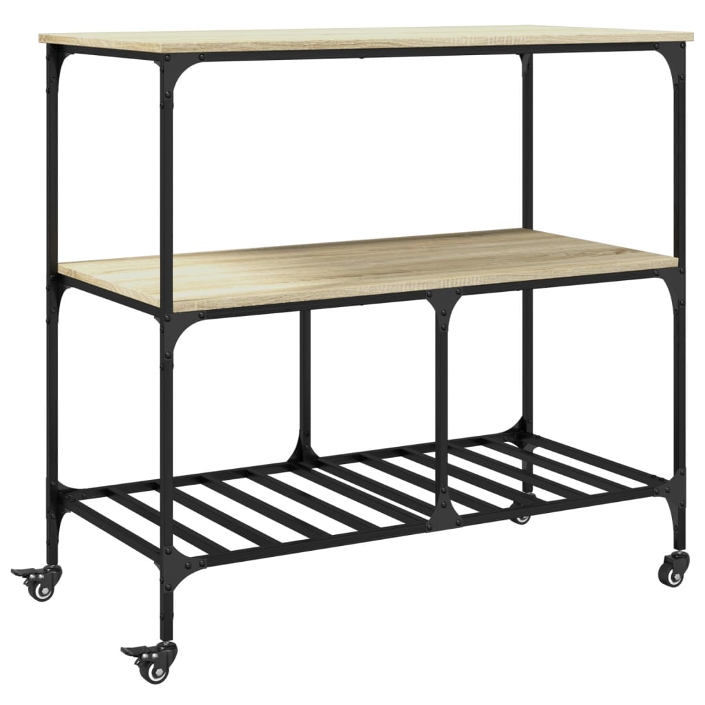 Carrello da Cucina Rovere Sonoma 100x50x95 cm Legno Multistrato - homemem39