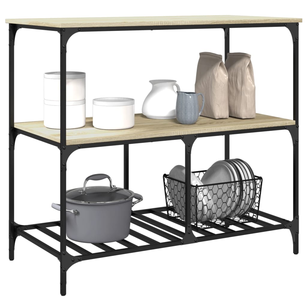 Carrello da Cucina Rovere Sonoma 100x50x95 cm Legno Multistrato - homemem39