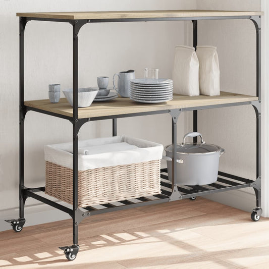Carrello da Cucina Rovere Sonoma 100x50x95 cm Legno Multistrato - homemem39