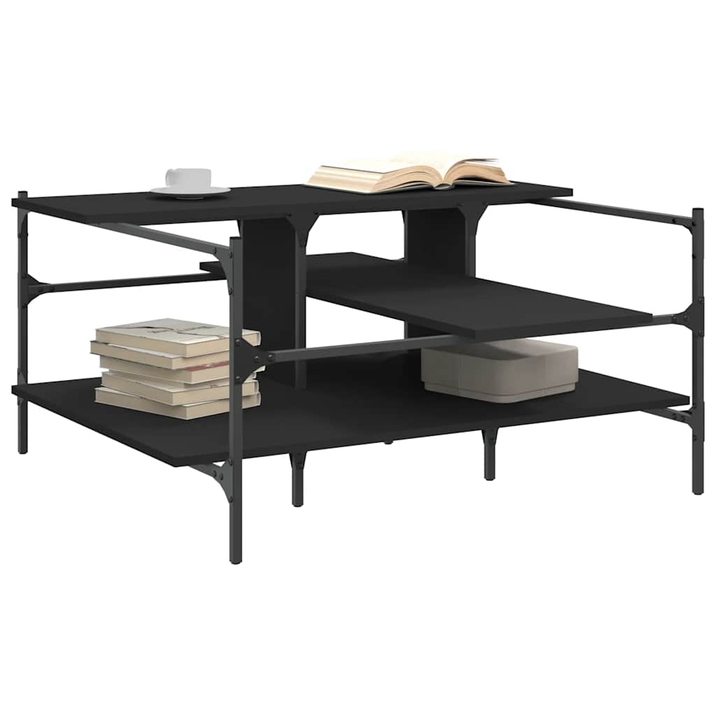 Tavolino da Salotto Nero 100x100x48,5 cm in Legno Multistrato