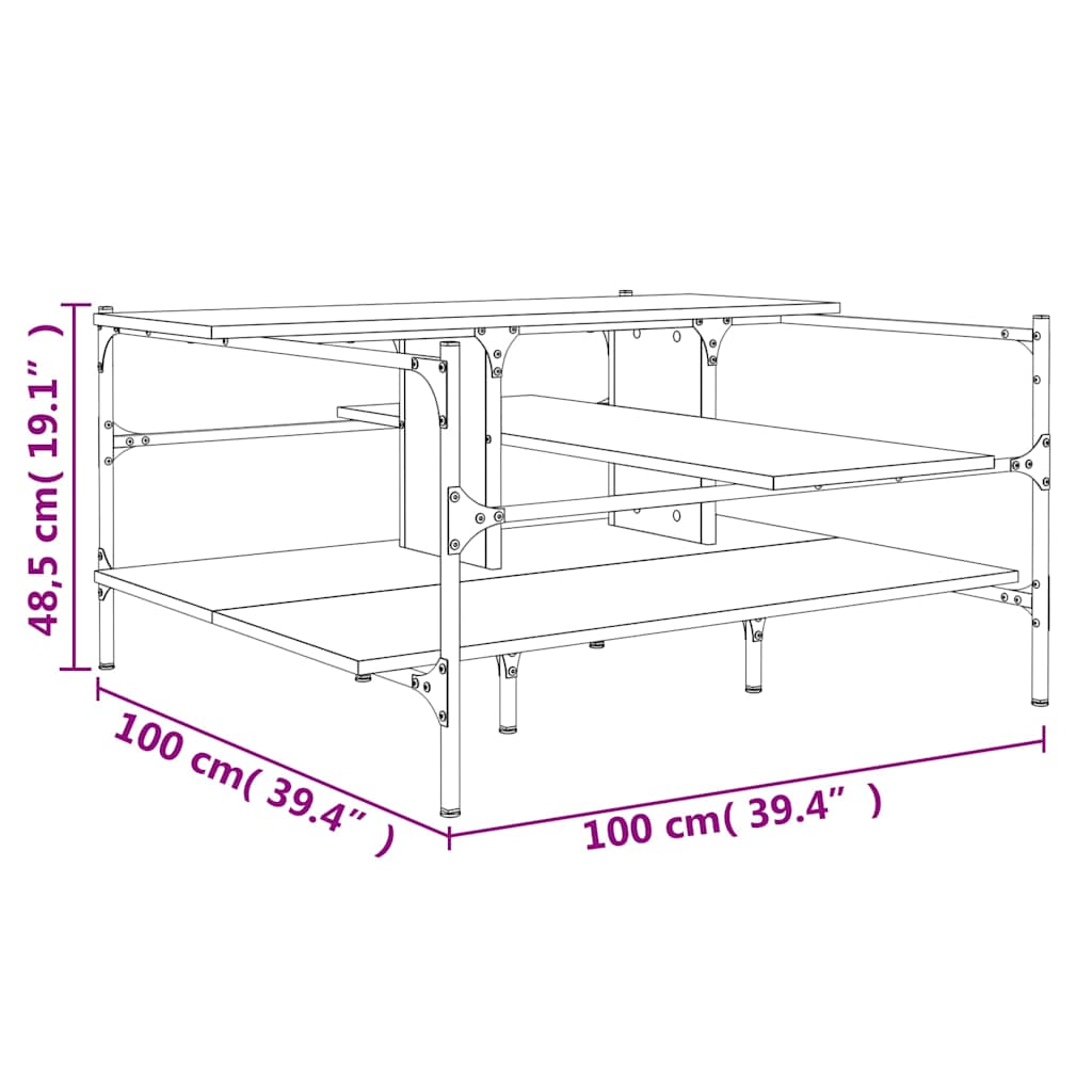 Tavolino da Salotto Nero 100x100x48,5 cm in Legno Multistrato | homemem39