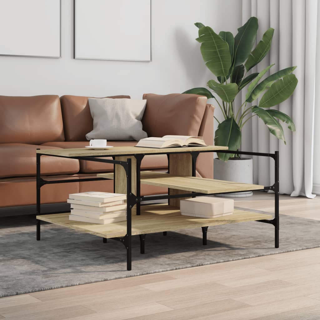 Tavolino Salotto Rovere Sonoma 100x100x48,5cm Legno Multistrato | homemem39
