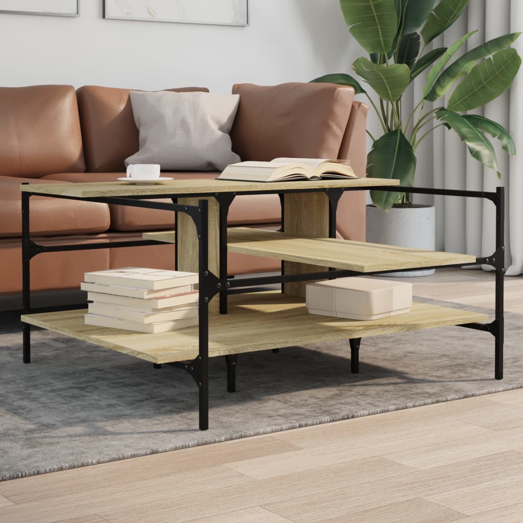 Tavolino Salotto Rovere Sonoma 100x100x48,5cm Legno Multistrato | homemem39